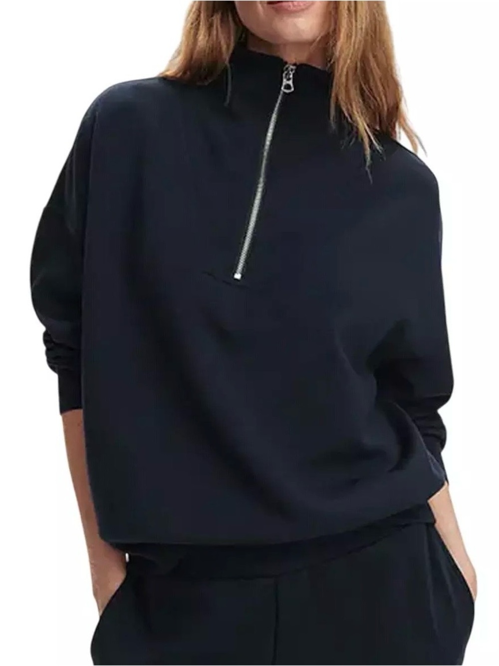 Varley Black Half-Zip Mock Neck Sweatshirt